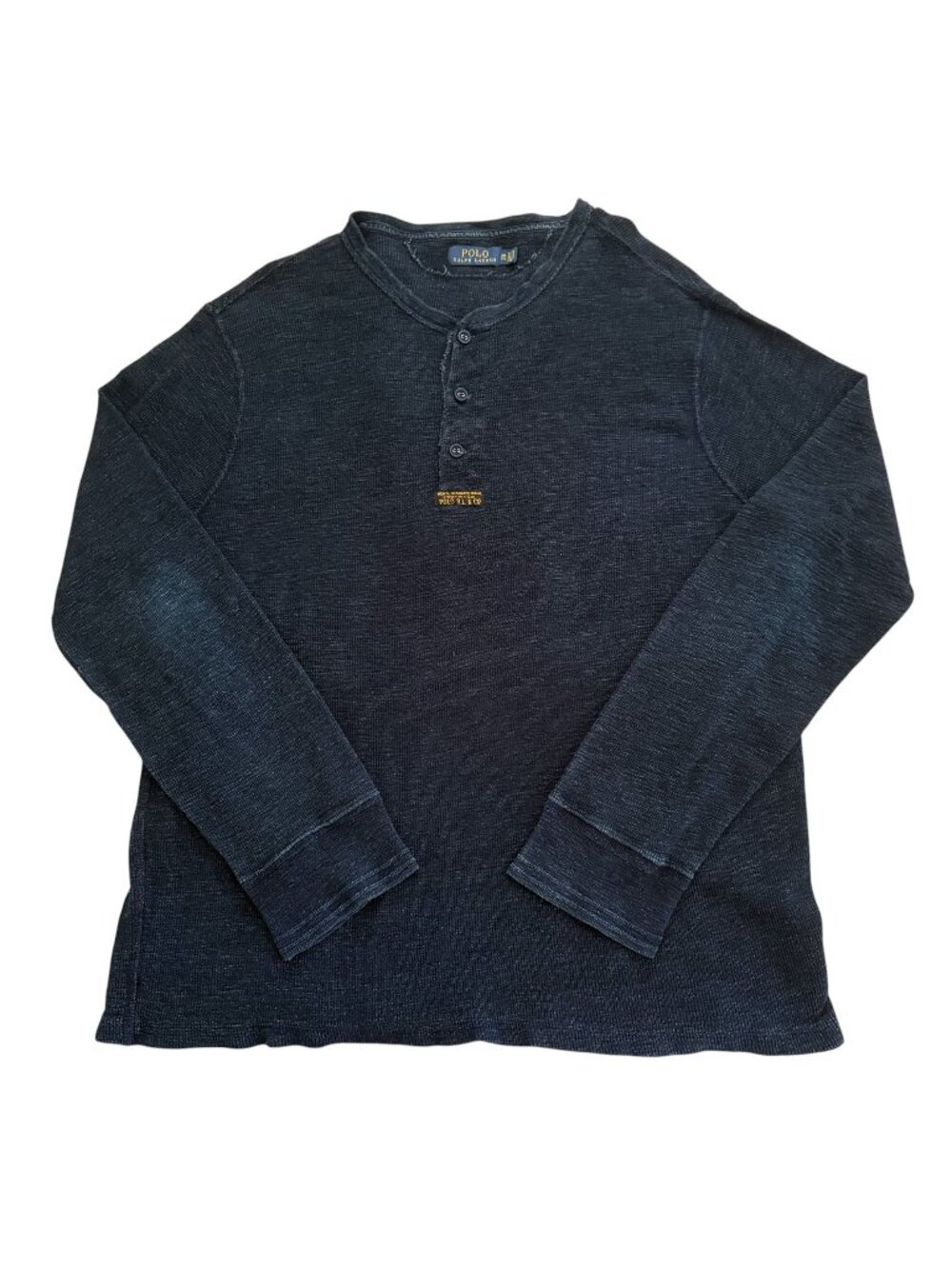 Polo Ralph Lauren Mens Navy Blue Long-Sleeve Waffle Knit Henley Shirt Size XXL